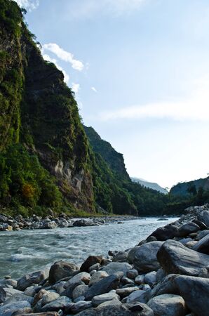 riverside in tatopaniの写真素材