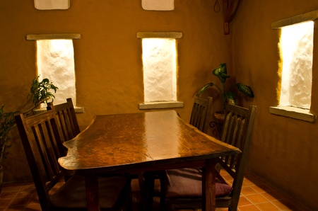 wooden dining tableのeditorial素材