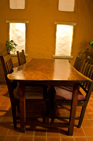 wooden dining tableのeditorial素材