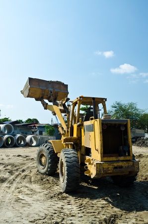 construction machinery  on blue skyの写真素材