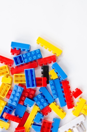 plastic building blocks isolated on white backgroundの写真素材