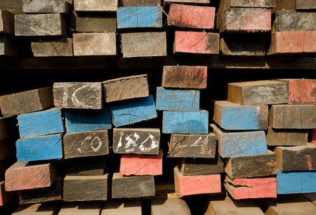 stack of lumber in timber logs storageの写真素材