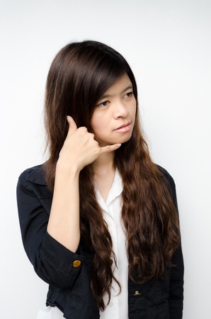 business woman on hand phoneの写真素材