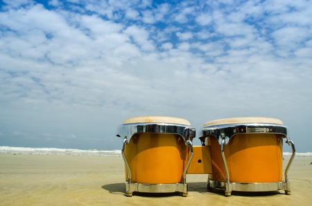 latin percussion called bongo on the beachの写真素材