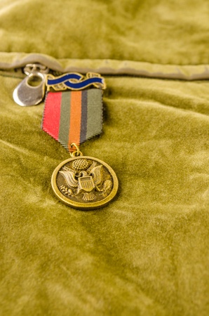 Decoration for bravery on green velvetの写真素材