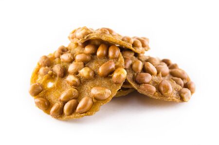fried peanut with flour  isolated on white backgroundの写真素材