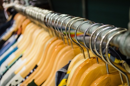 fashion clothing hanging on hangerの写真素材