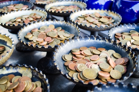 group of coin tray use for philanthropyの写真素材