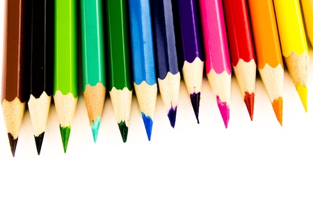 group of color pencil isolated on white backgroundの写真素材