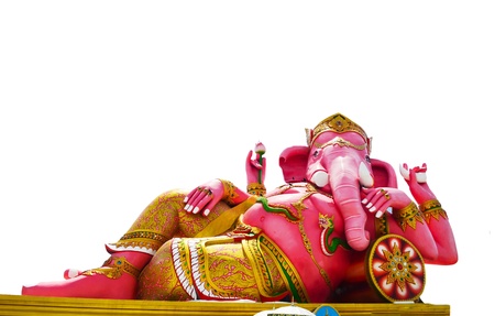 giant pink ganesha against blue skyの写真素材
