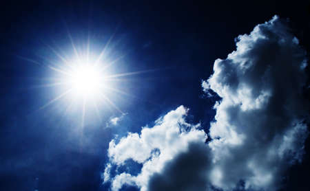 sunny with the deep blue sky and wihte clouds