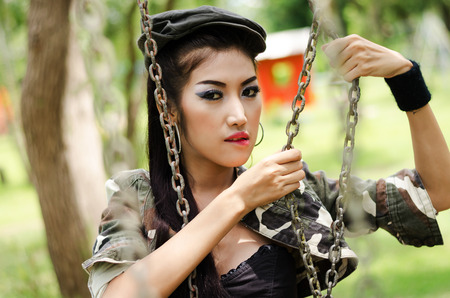 sexy women in army clothesの写真素材