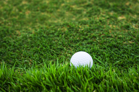 close up of golf ball on the roughの写真素材