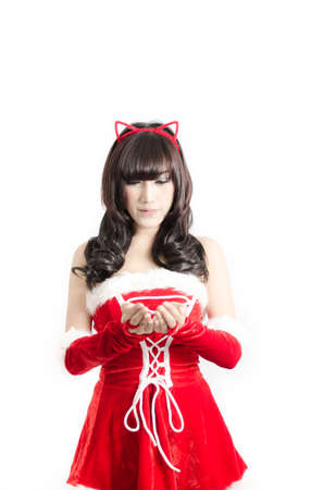 sexy christmas girl on white backgroundの写真素材