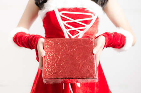 sexy christmas girl on white backgroundの写真素材