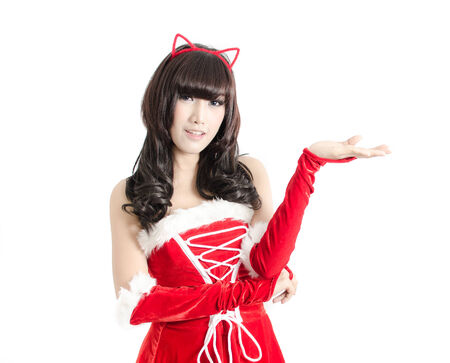 sexy christmas girl on white backgroundの写真素材