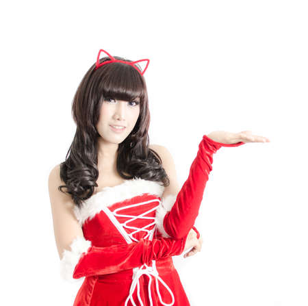 sexy christmas girl on white backgroundの写真素材