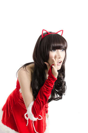 sexy christmas girl on white backgroundの写真素材