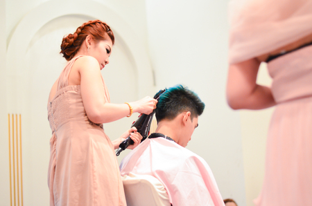 BANGKOK, THAILAND - DECEMBER 14  : hair style competiton of Niranrat School , December 14, 2014 at The Tawanna Hotel, Bangkok, Thailandのeditorial素材