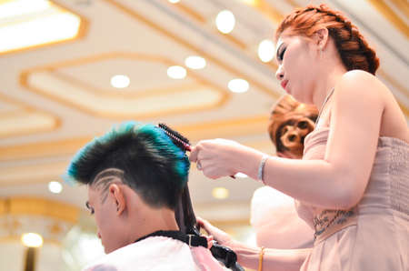 BANGKOK, THAILAND - DECEMBER 14  : hair style competiton of Niranrat School , December 14, 2014 at The Tawanna Hotel, Bangkok, Thailandのeditorial素材