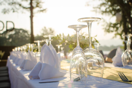 prepared table in wedding ceremony