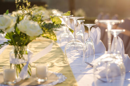 prepared table in wedding ceremonyの写真素材