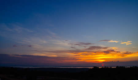 beatiful sunset at the river of thailandの写真素材