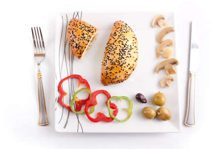 Pate stuffed with Mashroom with olive in white dish