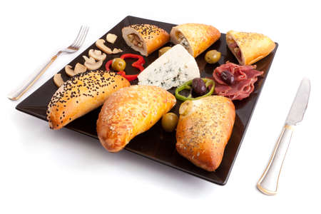 Selection of Pate Stuffed Mushroom, Blue Cheese and Pastramiの写真素材