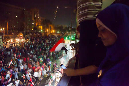 Egyptian revolution, the biggest in the history of mankind, which was launched on June 30, 2013 to topple former President Mursi and the terrorist group the Muslim Brotherhood, has the Egyptian armed forces to protect the popular revolution and spotted Goのeditorial素材