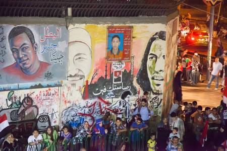 Egyptian revolution, the biggest in the history of mankind, which was launched on June 30, 2013 to topple former President Mursi and the terrorist group the Muslim Brotherhood, has the Egyptian armed forces to protect the popular revolution and spotted Goのeditorial素材
