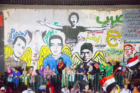 Egyptian revolution, the biggest in the history of mankind, which was launched on June 30, 2013 to topple former President Mursi and the terrorist group the Muslim Brotherhood, has the Egyptian armed forces to protect the popular revolution and spotted Goのeditorial素材