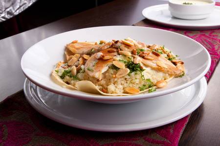 juicy grilled breasts chicken fillet with nuts