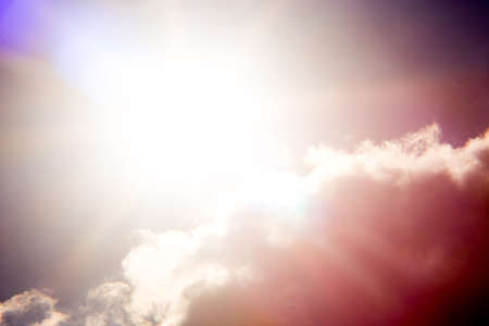 Blue sky with clouds and sun Sunny Dayの写真素材