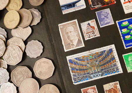 July 03, 2020 Karbala: A collection of vintage post stamps.