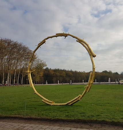 November 03, 2017 Paris: modern artwork in the gardens of Versailles Palace, Paris, France.のeditorial素材