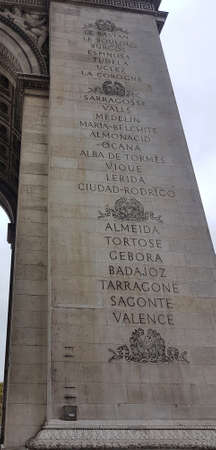 November 02, 2017 Paris: one of The Arc de Triomphe wallsのeditorial素材