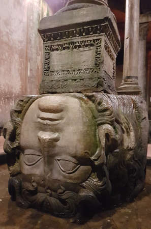 November 02, 2017 Paris: Medusa column bases located in the northwest corner of the cisternのeditorial素材