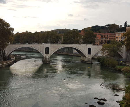 November 04, 2017 Rome: Tiber river in Rome city, Italy.の写真素材