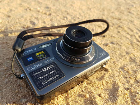 October 25, 2020 Karbala: this shot shows retro Sony digital cameraのeditorial素材