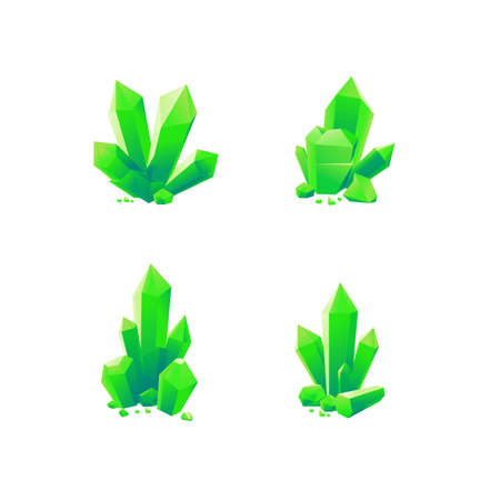 Green crystals set for game and cartoonsのイラスト素材