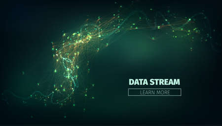 Abstract data stream  illustration. Technology futuristic background with information flow and glowing.のイラスト素材