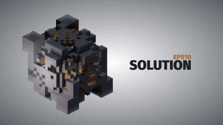 Boxes 3d vector elements. Technology background. Structure illustrationのイラスト素材