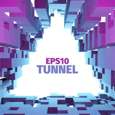 Abstract vector tunnel. 3d background. Triangle borderのイラスト素材