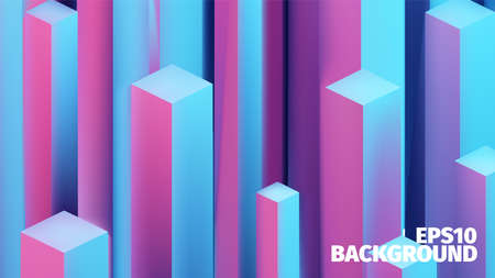 Abstract isometric boxes 3d background. Vector cubes pattern. Bright illustrationのイラスト素材