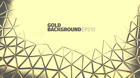 Gold background. Vector luxury polygonal banner. Golden textureのイラスト素材