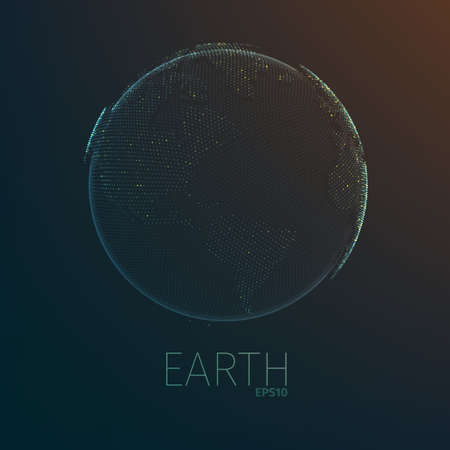 Earth planet futuristic hologram. Vector globe hud. Science sphereのイラスト素材