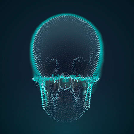 Vector skull hologram. Digital danger. Futuristic technology virus illustration. hacker avatarのイラスト素材