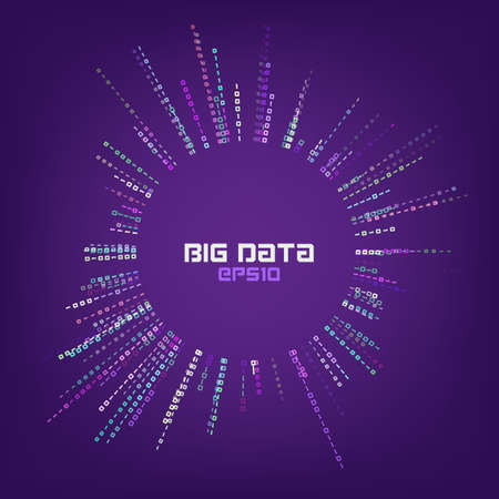 Circle bigdata abstract vector background. Digital columns of information. Big data conceptのイラスト素材