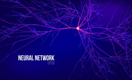 Neural network 3d abstract vector illustration. Data tree with root. Information stream. Kernel computing systemのイラスト素材